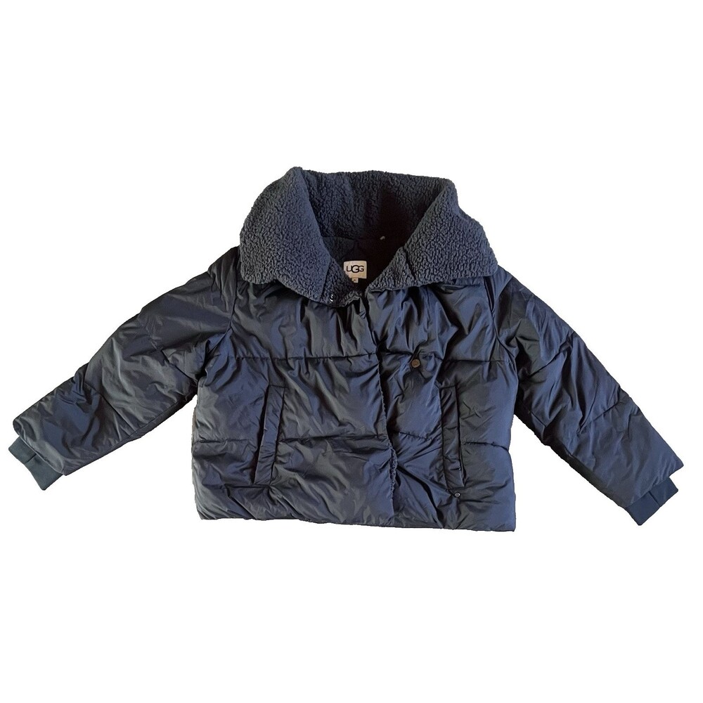 Ugg Patricia Womens Sherpa Lined Puffer Jacket Black Size XL Magnetic Close